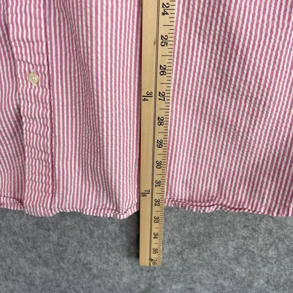 Polo Ralph Lauren Seersucker Shirt Mens 2XLT‎ Pink Stripe Untucked Fit Button Up
